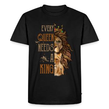 Couple partenaire Roi et Reine Lion - T-shirt Premium bio Homme - noir - Devant - Nico (187cm)
