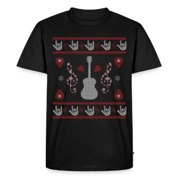 Guitariste Ugly Christmas Rock & Roll Guitares Noël - T-shirt Premium bio Homme - noir - Devant - Nico (187cm)