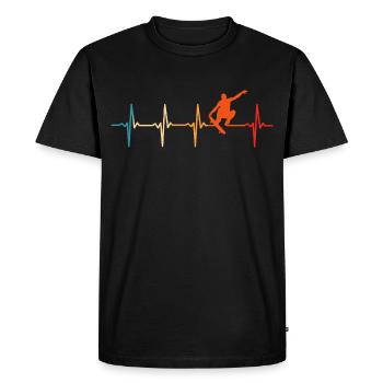 Retro Skater heartbeat skateboard t-shirt skateur - T-shirt Premium bio Homme - noir - Devant - Nico (187cm)
