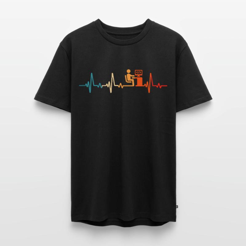 Programmer Retro Heartbeat Computer Scientist code Men's Premium Organic T-Shirt