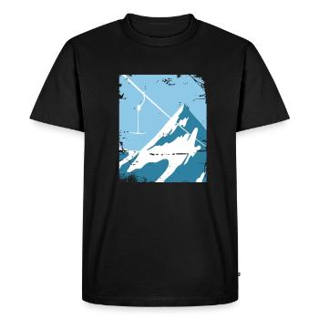 Remontées mécaniques avant le panorama de la montagne - T-shirt Premium bio Homme - noir - Devant - Nico (187cm)