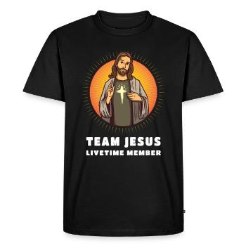 Équipe Jésus-Christ - T-shirt Premium bio Homme - noir - Devant - Nico (187cm)