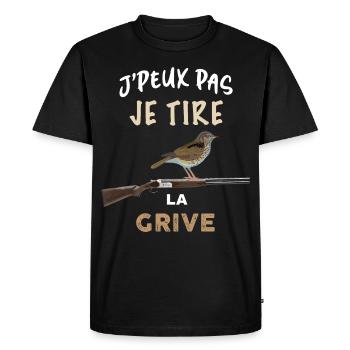 Chasse tirer la grive humour chasse - T-shirt Premium bio Homme - noir - Devant - Nico (187cm)