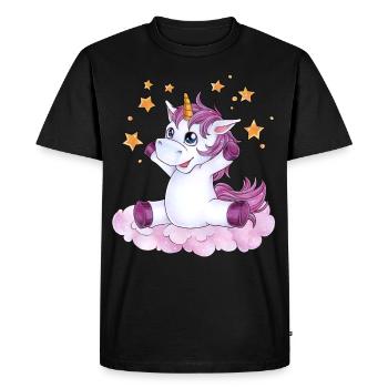 Niedliches Einhorn mit Sternen auf Wolke Geschenk - Männer Premium Bio T-Shirt - Schwarz - Vorne - Nico (187cm)