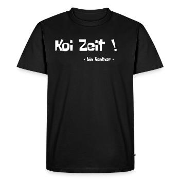 Koi Zeit! - Männer Premium Bio T-Shirt - Schwarz - Vorne - Nico (187cm)