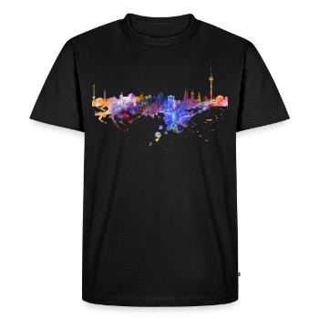 Berlin Skyline - Männer Premium Bio T-Shirt - Schwarz - Vorne - Nico (187cm)