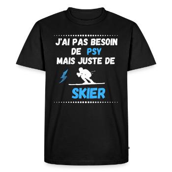 J'ai pas besoin de psy mais juste de skier - T-shirt Premium bio Homme - noir - Devant - Nico (187cm)