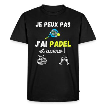 Je peux pas j'ai padel et apéro / humour / sport - T-shirt Premium bio Homme - noir - Devant - Nico (187cm)