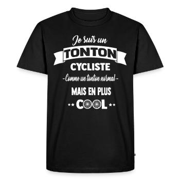 tonton cycliste cool,vélo,anniversaire,noël - T-shirt Premium bio Homme - noir - Devant - Nico (187cm)