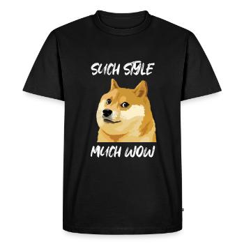 Concern Doge Meme Recherche Style Much Wow - T-shirt Premium bio Homme - noir - Devant - Nico (187cm)