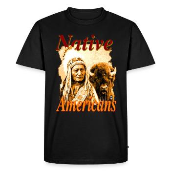 Native Americans - Sitting Bull avec bison - T-shirt Premium bio Homme - noir - Devant - Nico (187cm)