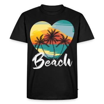 Beach, heart, palm trees in one heart - Men's Premium Organic T-Shirt - black - Front - Nico (187cm)