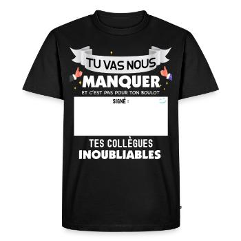 Départ en retraite cadeau pour mon collègue - T-shirt Premium bio Homme - noir - Devant - Nico (187cm)