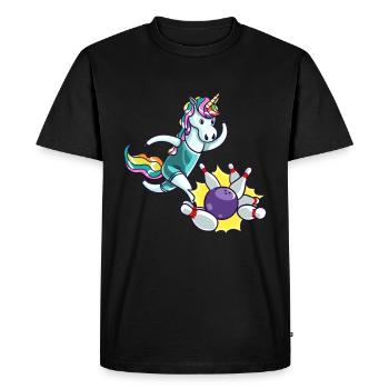 Bowling Skittles Unicorn Player Bowler Gift - Men's Premium Organic T-Shirt - black - Front - Nico (187cm)