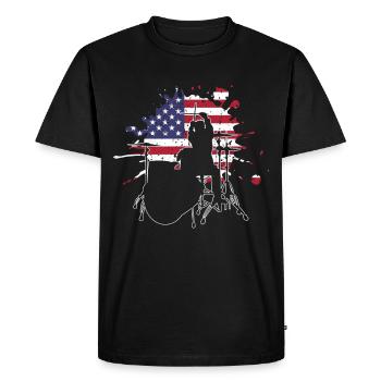 Tambour Tambour Cadeau Joueur Batteur - T-shirt Premium bio Homme - noir - Devant - Nico (187cm)