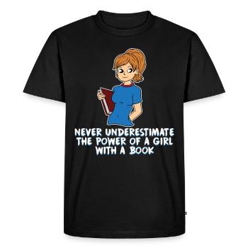 Livres Livre Lecture Bouquine fille cadeau - T-shirt Premium bio Homme - noir - Devant - Nico (187cm)