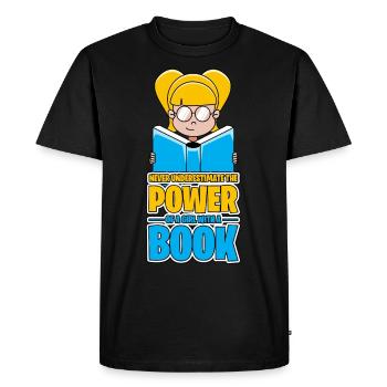 Livres Livre Lecture Bouquine fille cadeau - T-shirt Premium bio Homme - noir - Devant - Nico (187cm)