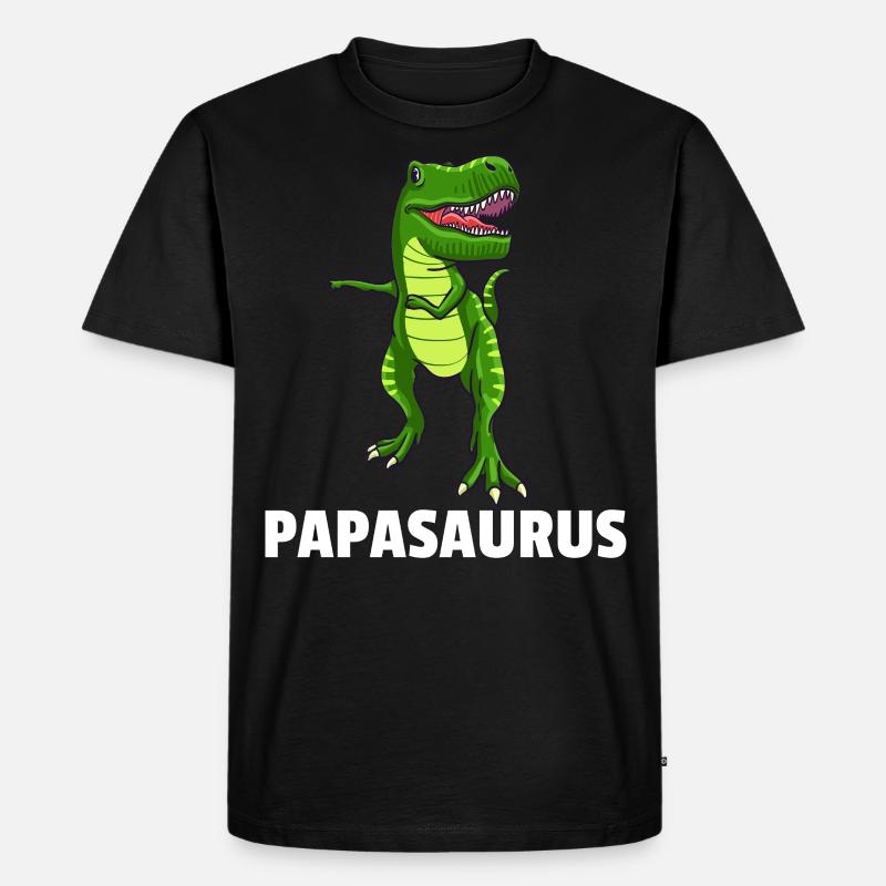 Dinosaurier Dino T-Rex Papa Vater Papi Geschenk - Männer Premium Bio T-Shirt - Schwarz