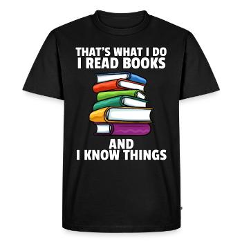 Buch Lesen Bücher Lernen Bücherwurm Geschenk - Männer Premium Bio T-Shirt - Schwarz - Vorne - Nico (187cm)