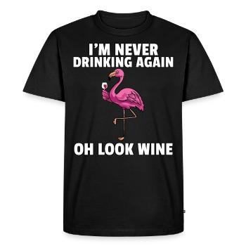 Flamingo Wine Alcohol Animal Love Funny Gift - Men's Premium Organic T-Shirt - black - Front - Nico (187cm)