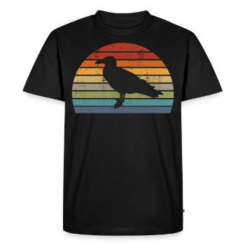 Goéland oiseau hirondelle mer Douce Vintage Retro - T-shirt Premium bio Homme - noir - Devant - Nico (187cm)