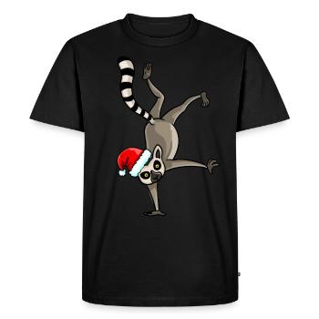 Lemur monkey Funny monkey Christmas - Men's Premium Organic T-Shirt - black - Front - Nico (187cm)