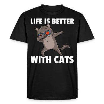 Tamponner les amoureux des chats danse drôle - T-shirt Premium bio Homme - noir - Devant - Nico (187cm)