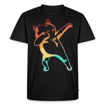 Dabbing Cat Dance Dab Vintage Retro - T-shirt Premium bio Homme - noir - Devant - Nico (187cm)