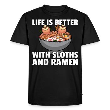 Soupe aux nouilles Ramen Soupe aux nouilles - T-shirt Premium bio Homme - noir - Devant - Nico (187cm)