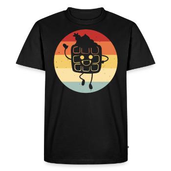 Waffle Pancakes Sweet Vintage Retro - Men's Premium Organic T-Shirt - black - Front - Nico (187cm)