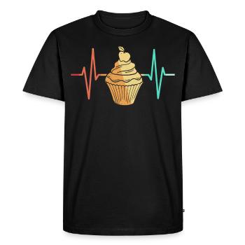 Cupcake Muffin gâteau gâteau pouls ECG - T-shirt Premium bio Homme - noir - Devant - Nico (187cm)