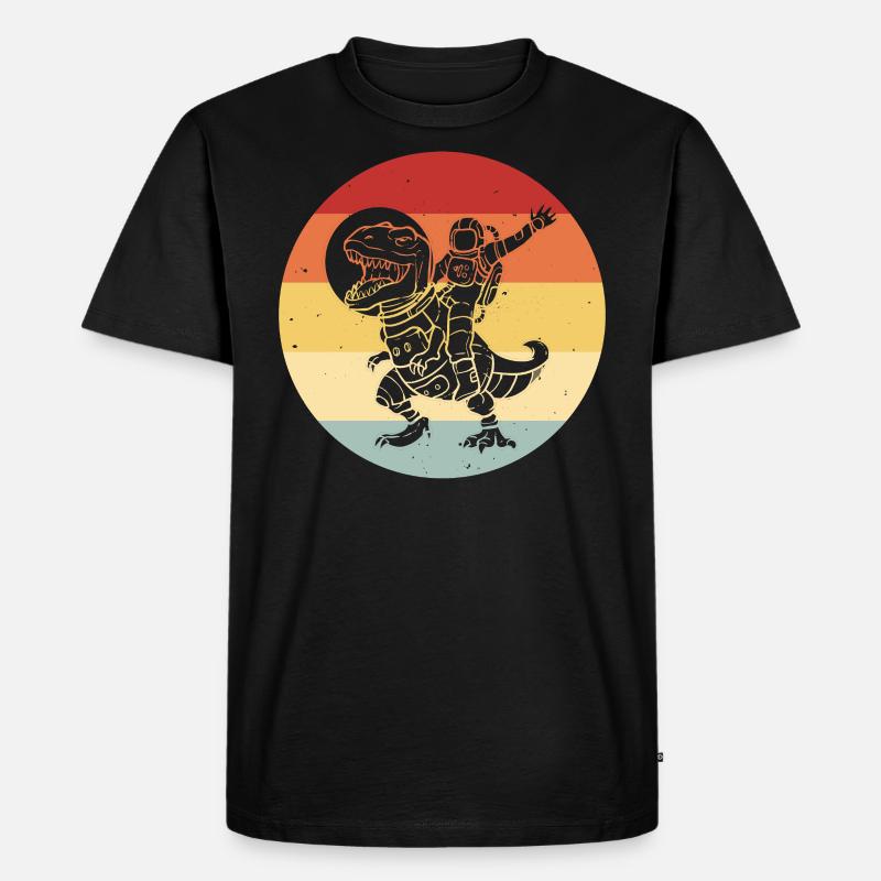 Dinosaur Astronaut Space Retro - Men's Premium Organic T-Shirt - black