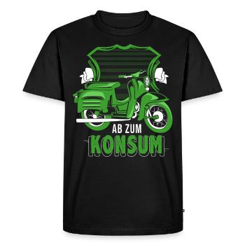 Schwalbe Simson Suhl Moped - Ab zum Konsum - Männer Premium Bio T-Shirt - Schwarz - Vorne - Nico (187cm)