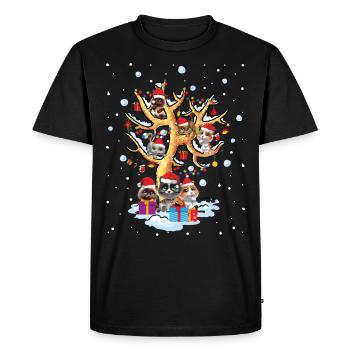 Katzen Weihnachtsbaum Weihnachten Xmas Geschenk - Männer Premium Bio T-Shirt - Schwarz - Vorne - Nico (187cm)