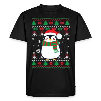 Cadeau de chandail de Noël laid pingouin - T-shirt Premium bio Homme - noir - Devant - Nico (187cm)