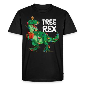 TREE REX DINO Christmas Ugly Christmas Gift - Men's Premium Organic T-Shirt - black - Front - Nico (187cm)