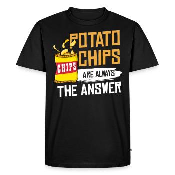 Chips Snack Chips de pommes de terre frites cannelées - T-shirt Premium bio Homme - noir - Devant - Nico (187cm)