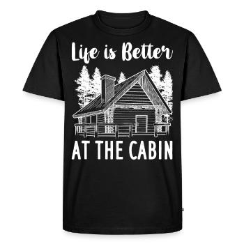 Mountain hut refuge chalet wooden hut log cabin - Men's Premium Organic T-Shirt - black - Front - Nico (187cm)