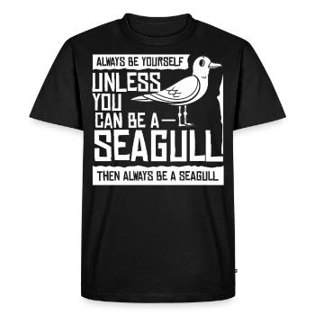Mouettes Oiseaux de mer Möven Mer - T-shirt Premium bio Homme - noir - Devant - Nico (187cm)