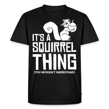 Squirrel Funny Squirrel Grey Squirrel - Men's Premium Organic T-Shirt - black - Front - Nico (187cm)