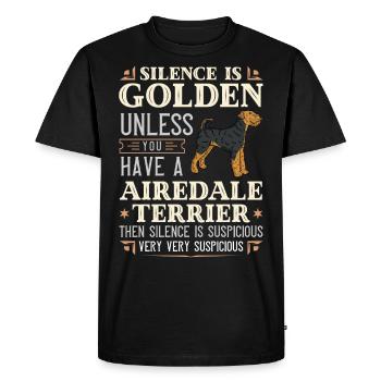 Airedale Terrier chien chiots propriétaire amoureux - T-shirt Premium bio Homme - noir - Devant - Nico (187cm)