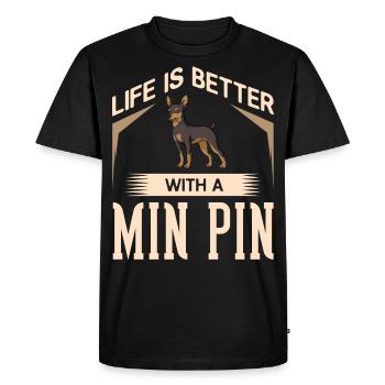 Pinsons nains Minpin Rehpinscher Chien chiot - T-shirt Premium bio Homme - noir - Devant - Nico (187cm)
