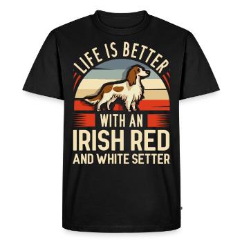 Irish Red and White Setter Dog Owner Holder - Men's Premium Organic T-Shirt - black - Front - Nico (187cm)