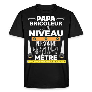 Cadeau Papa, maître du bricolage, idée cadeau père - T-shirt Premium bio Homme - noir - Devant - Nico (187cm)
