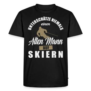 Unterschätze Niemals Einen Alten Mann Auf Skiern - Männer Premium Bio T-Shirt - Schwarz - Vorne - Nico (187cm)