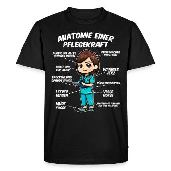 Anatomie einer Pflegekraft - Männer Premium Bio T-Shirt - Schwarz - Vorne - Nico (187cm)