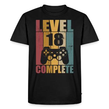 18ème Anniversaire Niveau 18 Joueur Complet 18 ans - T-shirt Premium bio Homme - noir - Devant - Nico (187cm)