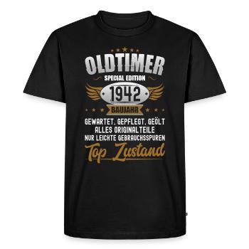 Oldtimer Built in 1942 Born Birthday Born - Men's Premium Organic T-Shirt - black - Front - Nico (187cm)