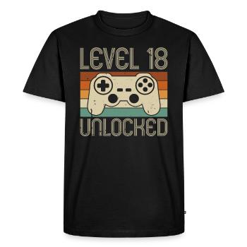 18ème Anniversaire Niveau 18 Joueur Complet 18 ans - T-shirt Premium bio Homme - noir - Devant - Nico (187cm)