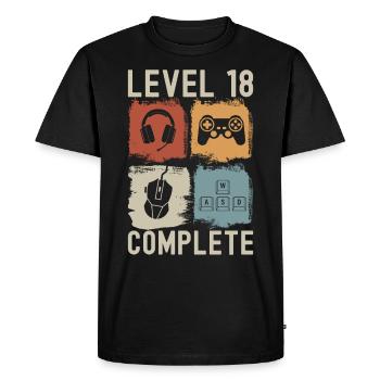 18ème Anniversaire Niveau 18 Joueur Complet 18 ans - T-shirt Premium bio Homme - noir - Devant - Nico (187cm)